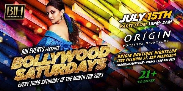 Bollywood Saturdays The Biggest Monthly Bollywood Night Origin Sf