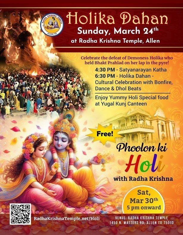 Holika Dahan And Phoolon Ki Holi By Radha Krishna Temple Of Dallas