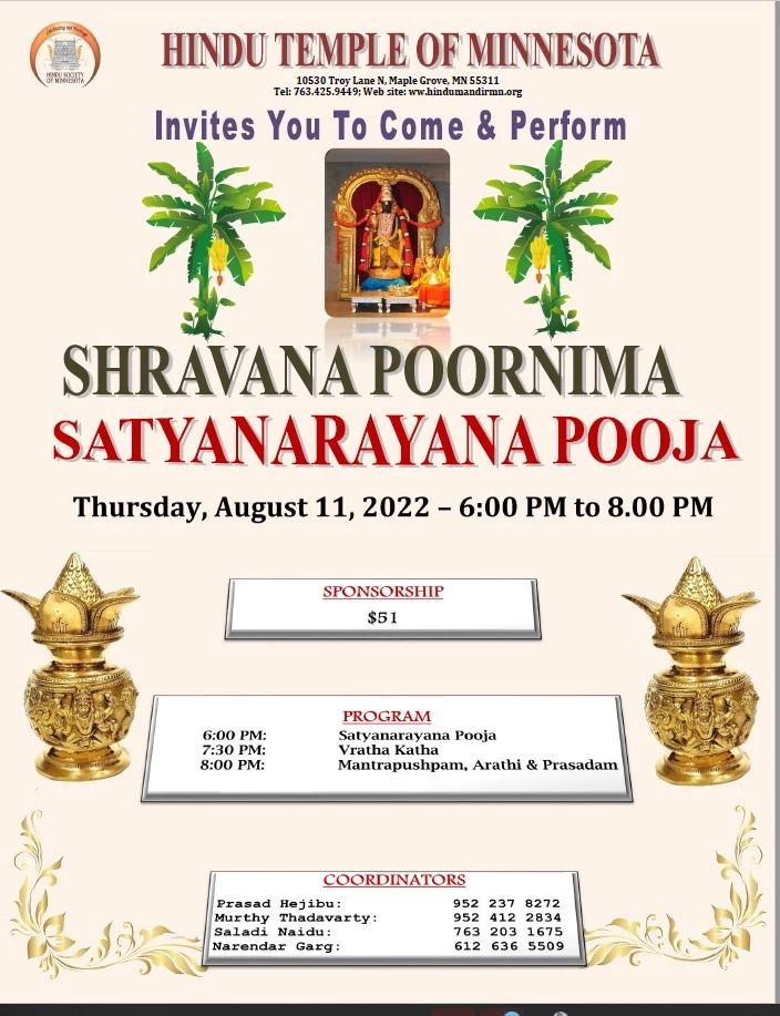 Shravana Poornima Satyanarayana Pooja