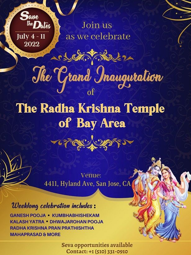 Grand Inauguration Of The Radha Krishna Temple Of Bay Area