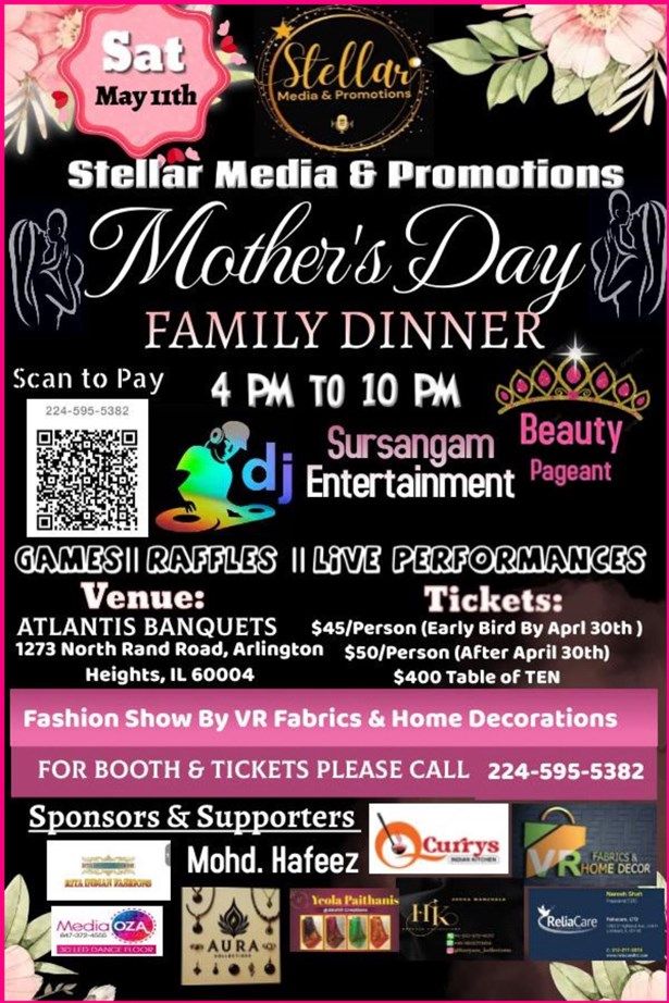 Mother's Day Celebrations, Fun Games, Live Dj, Fashion Show, Family Dinner And M