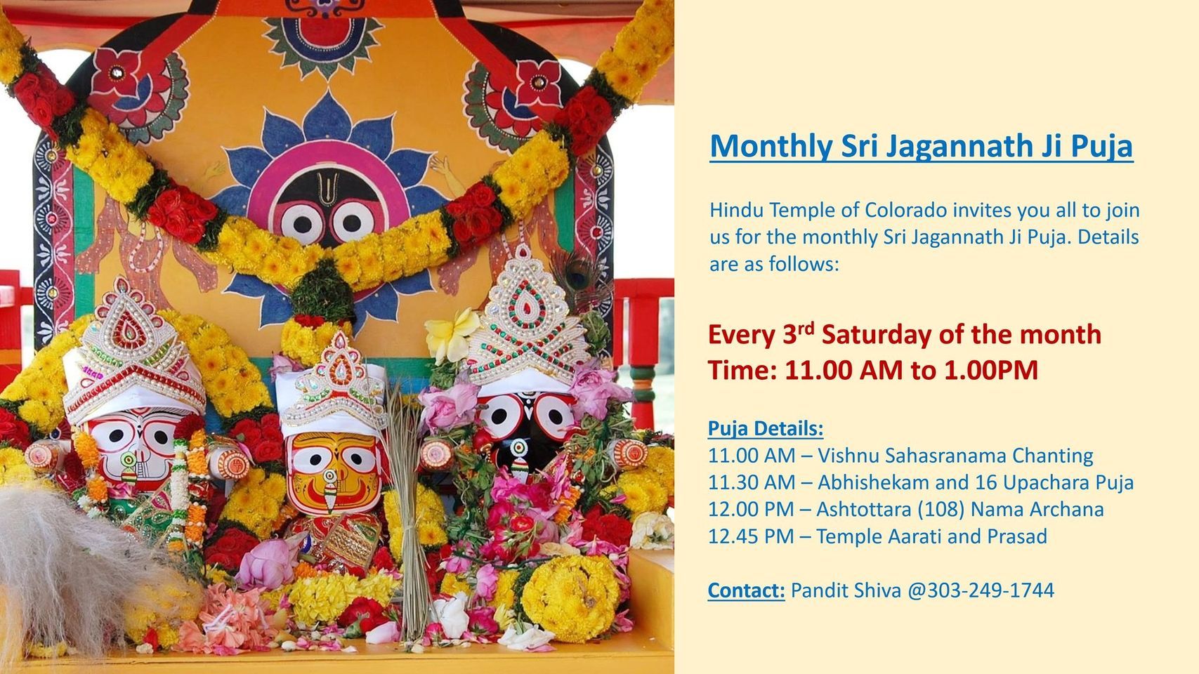 Sri Jagannath JI Monthly Puja